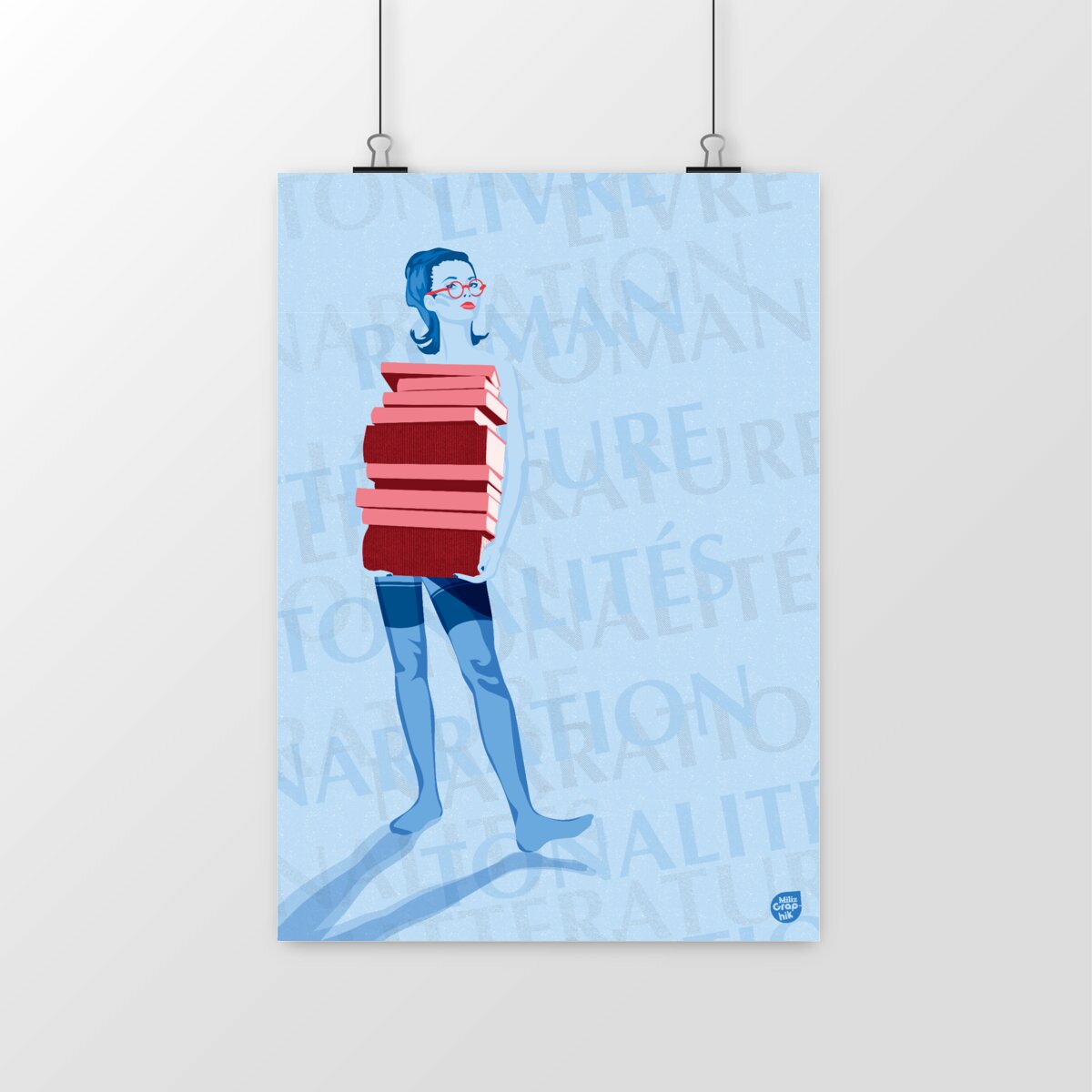 Image front La Bibliothécaire Bleue Typographique 