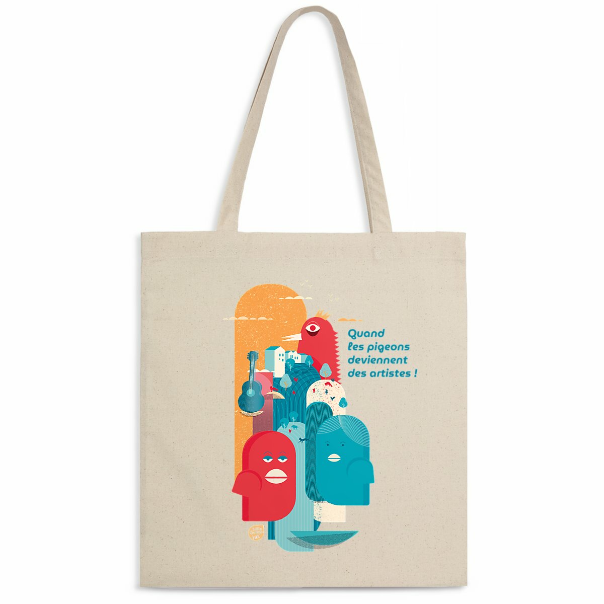 Image back Totebag léger avec illustration colorée d'animaux