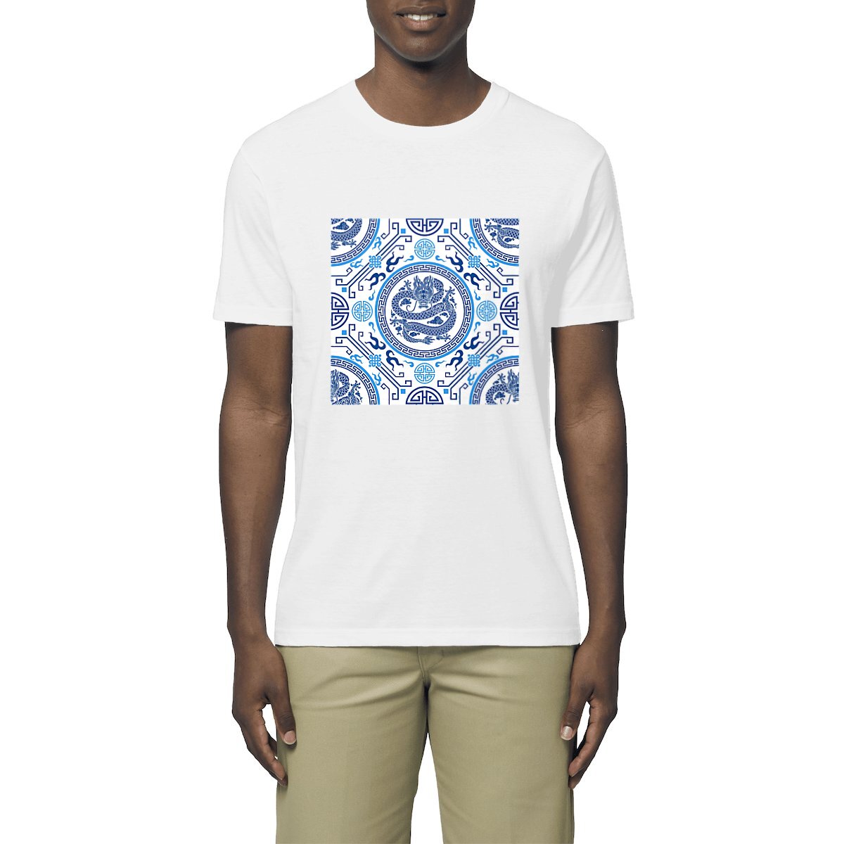 Image front T-shirt with chinese porcelain pattern