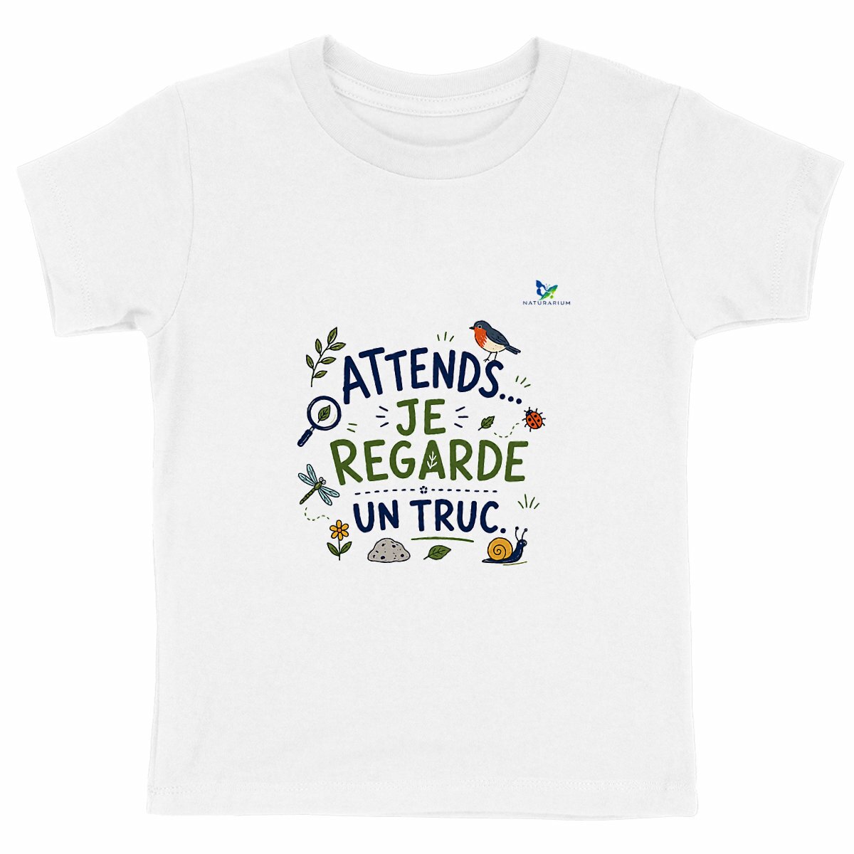Image back T-shirt enfant - Attends... je regarde un truc.