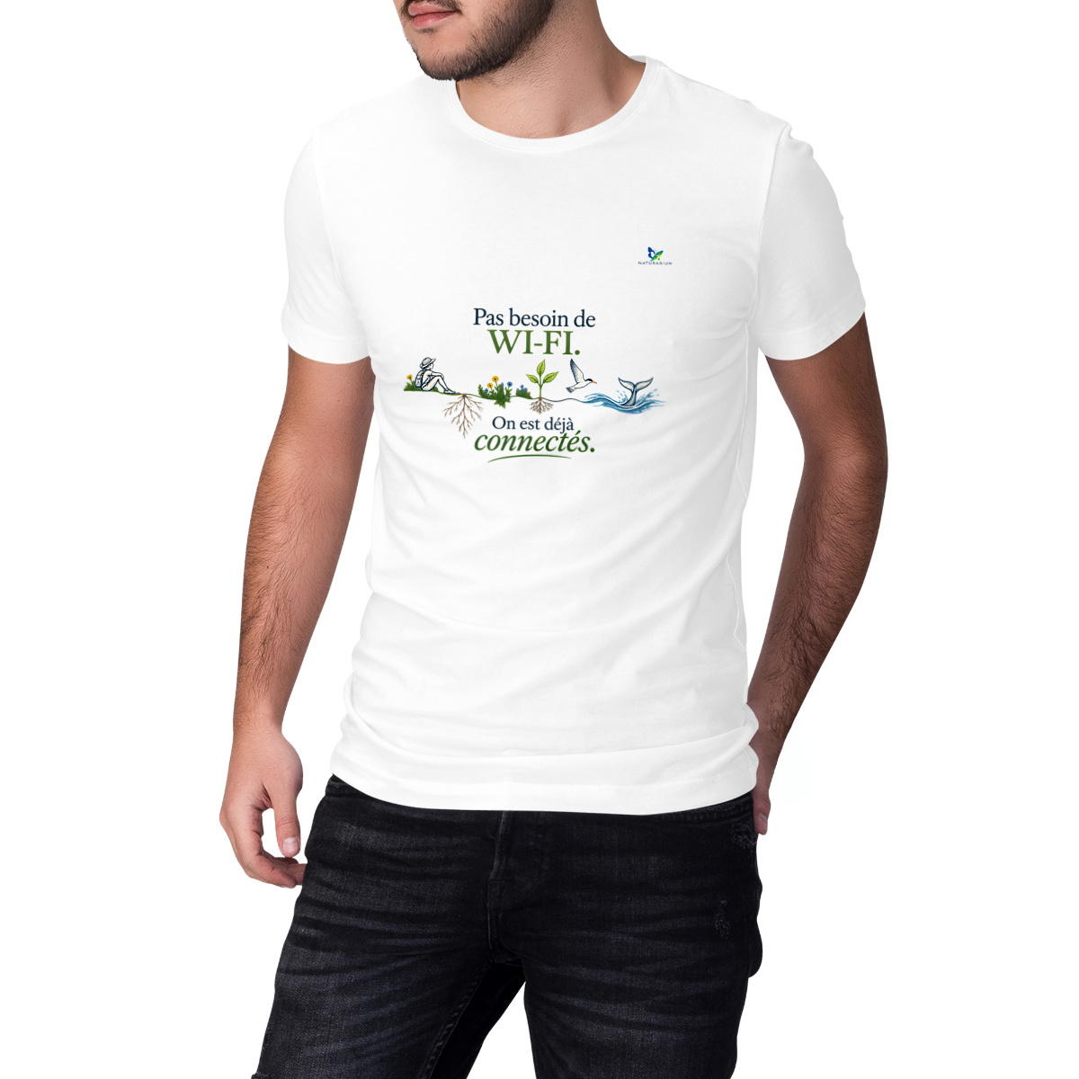 Image front T-shirt adulte unisexe - Pas besoin de wifi