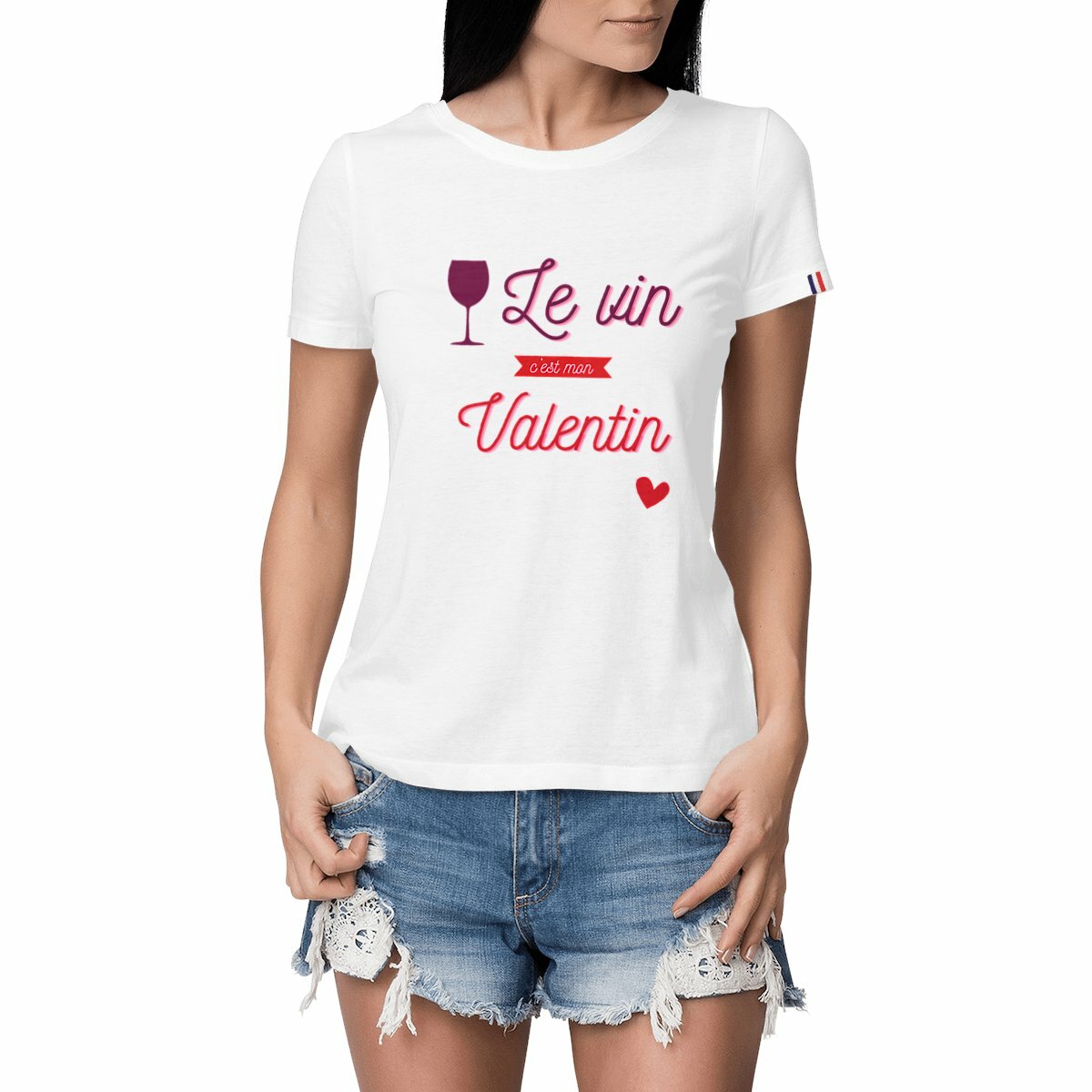 Image front "Le vin, mon valentin" - T-shirt Femme Made in France