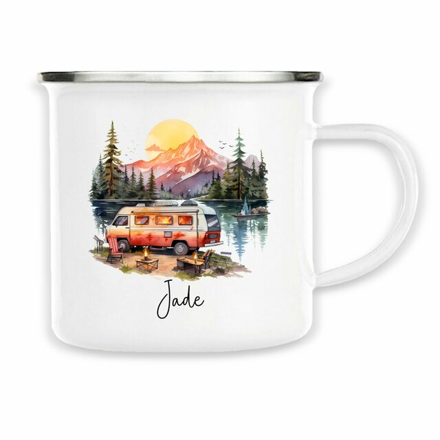 tasse camping vintage personnalisée - Image
