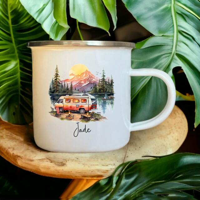 tasse camping vintage personnalisée
