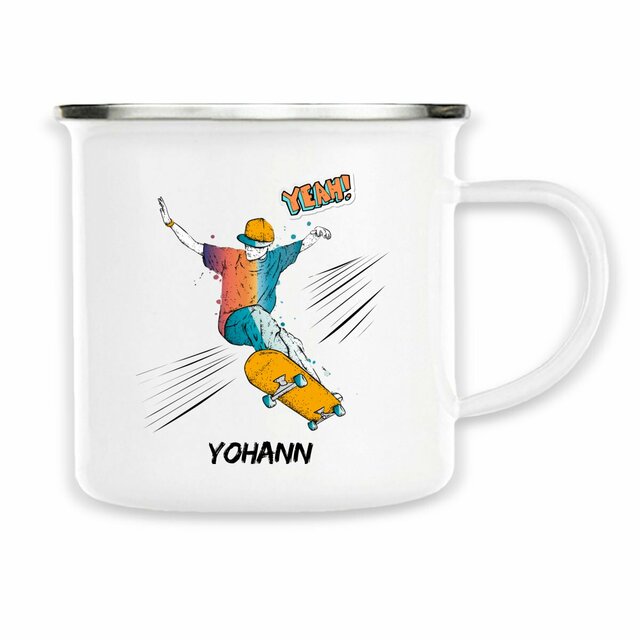 Tasse personnalisée Skateur en Métal Émaillée - Image