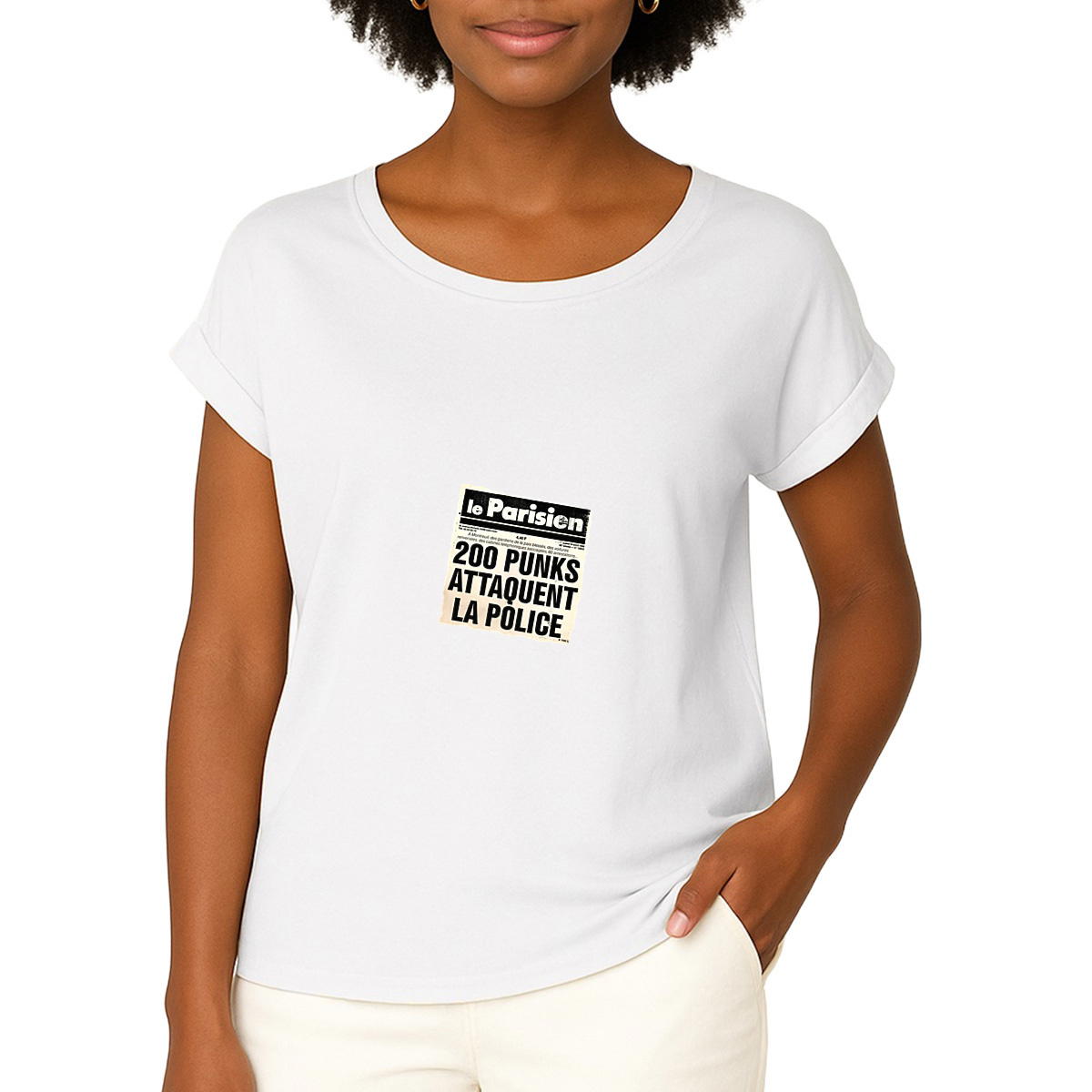 T-shirt 200 Punks biologique manches à revers 