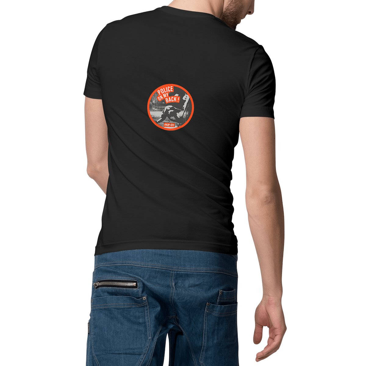 T-shirt Homme Col V Police on my back (dos)