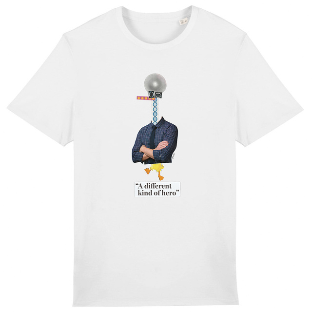 Image back A DIFFERENT KIND OF HERO - Premium Unisex-T-Shirt mit originellem Handmade-Design von kirillka