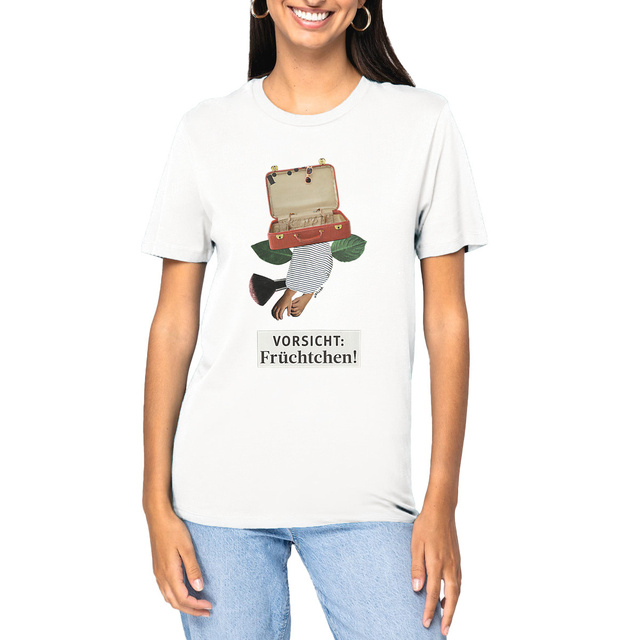 Image front VORSICHT FRÜCHTCHEN! - Premium Unisex-T-Shirt mit originellem Handmade-Design von kirillka