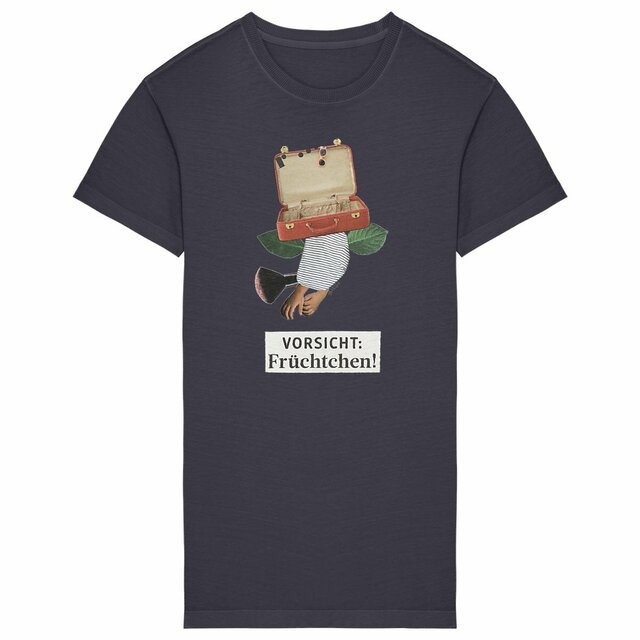 Image back VORSICHT FRÜCHTCHEN! - Vintage-T-Shirt-Kleid mit originellem Handmade-Design von kirillka