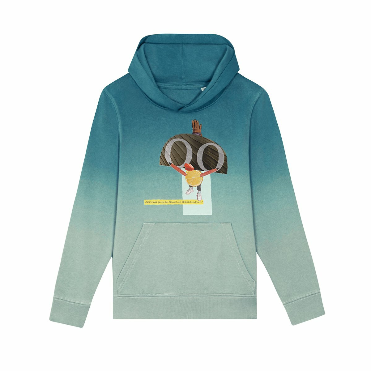 SALE! ICH TRINKE GERNE DAS WASSER AUS WÜRSTCHENDOSEN - Kinderkapuzensweastshirt Dip Dye mit Geschmack! - Image