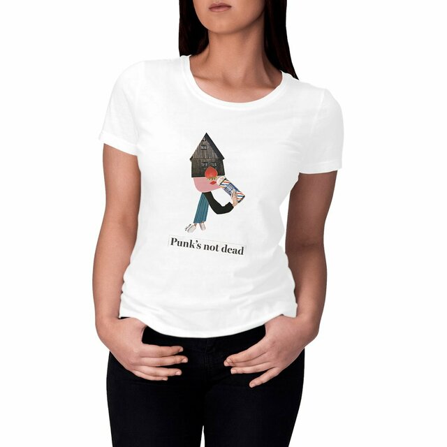 Image front PUNK'S NOT DEAD - Classic Damen-T-Shirt mit originellem Handmade-Design von kirillka