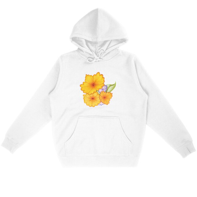 Image back Sweat à capuche unisexe - Motif fleurs orange et violette