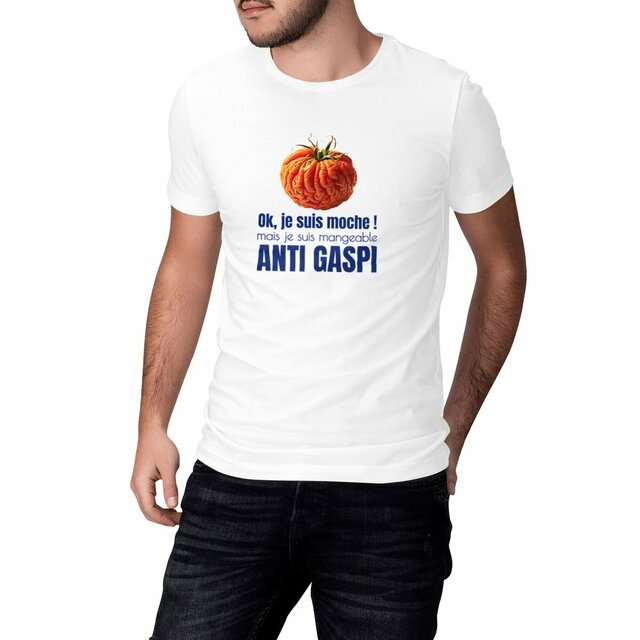 Image front T-shirt Unisexe anti gaspi. Ok, je suis moche ! Mais je suis mangeable.