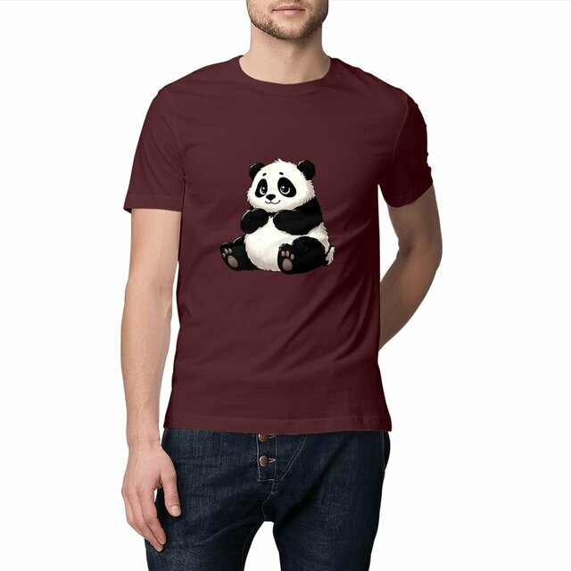 Image front T-shirt panda Unisexe. 100% coton en conversion biologique