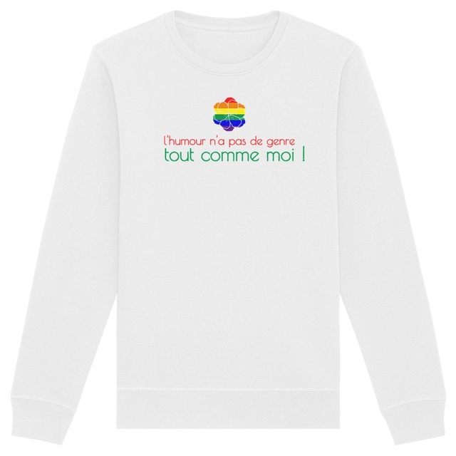 Image back Sweat-shirt éthique Unisexe LBGT. L'humour n'a pas de genre, tout comme moi