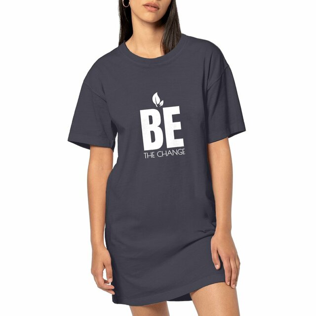 Image front Robe T-shirt végan Femme. Be the change