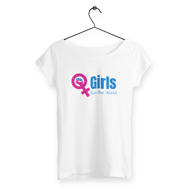 Image back T-shirt végan Femme Slub. T-shirt féministe. Girls run the world