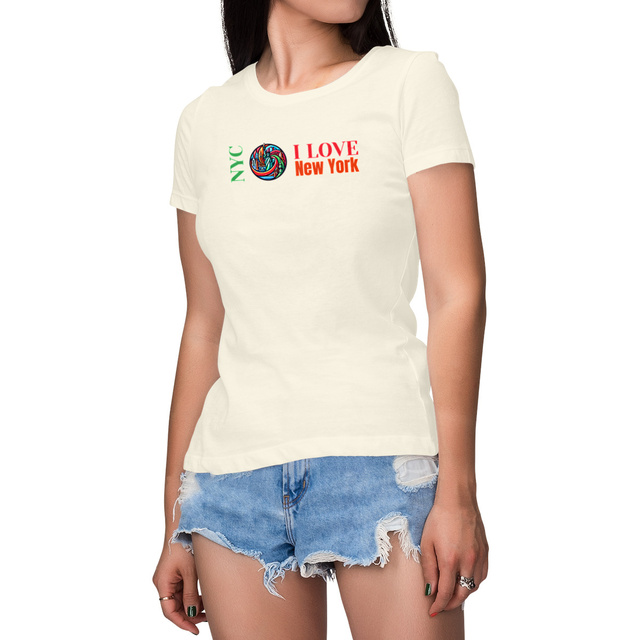 Image front T-shirt New York Femme en Coton Biologique. Imprimé en France