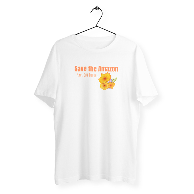 Image back T-shirt militant, végan, écologique. Save the Amazon, Save Our Future