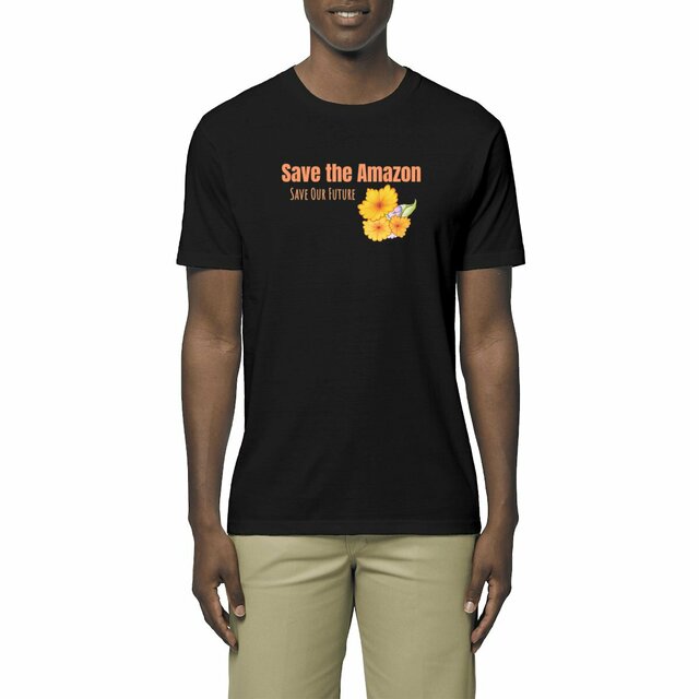Image front T-shirt militant, végan, écologique. Save the Amazon, Save Our Future