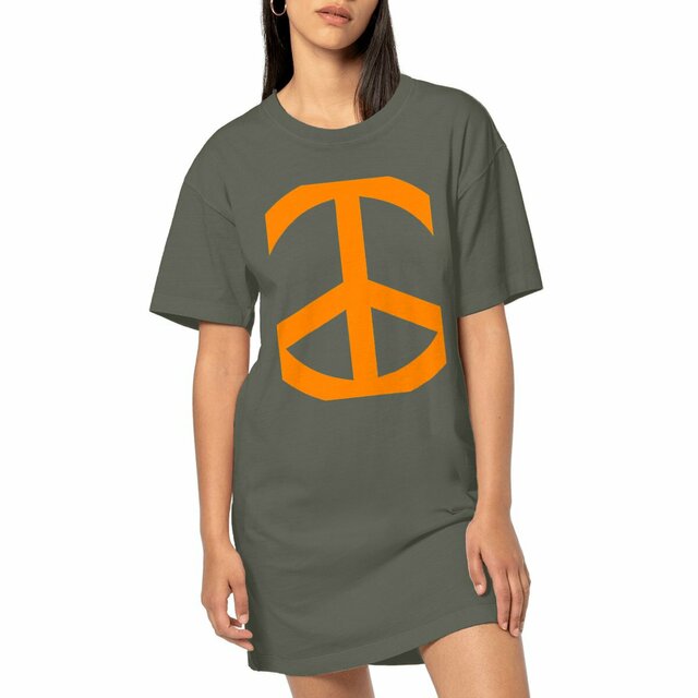 Image front Robe T-shirt Femme Peace and Love. 100% coton bio