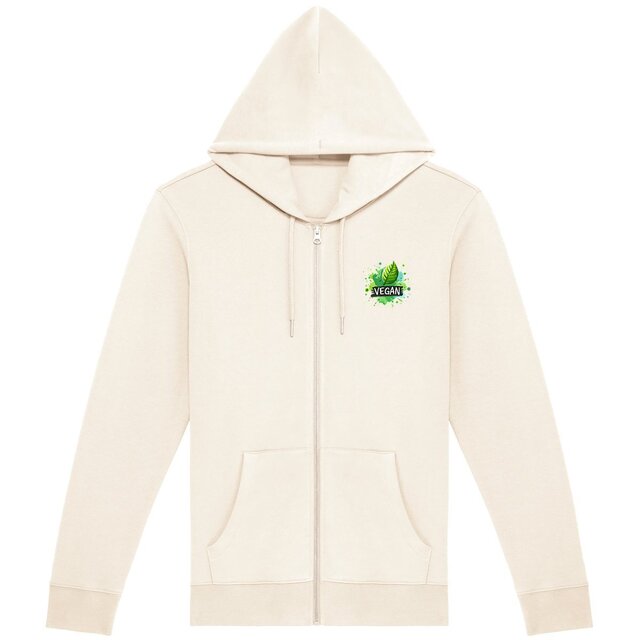 Image back Sweat à capuche zippé végan unisexe. Sweat imprimé en France