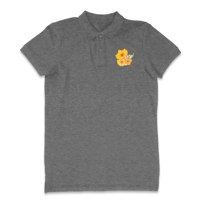 Image back Polo homme 100% coton biologique - Motif fleurs orange et violette