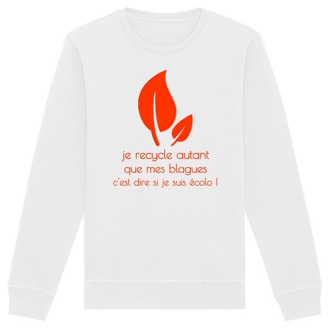 Image back Sweat-shirt écoresponsable - Je recycle autant que mes blagues. C'est dire si je suis écolo !