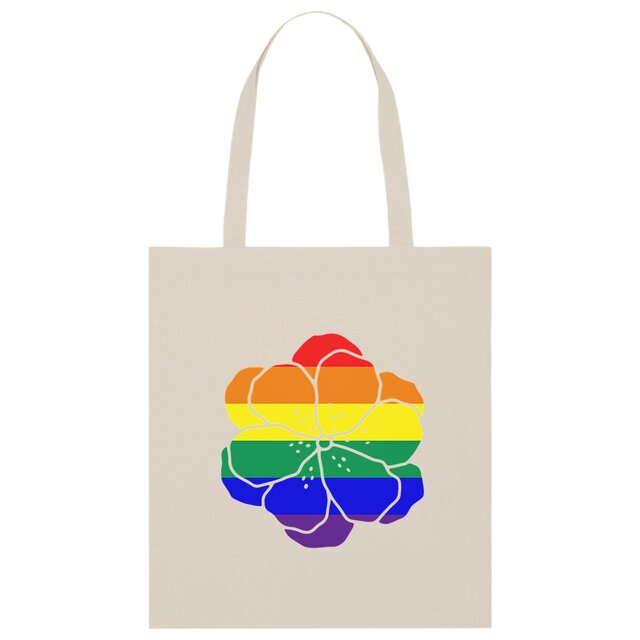 Image back Totebag léger 100% coton biologique. Fleur LGBTQIA+ imprimée en France