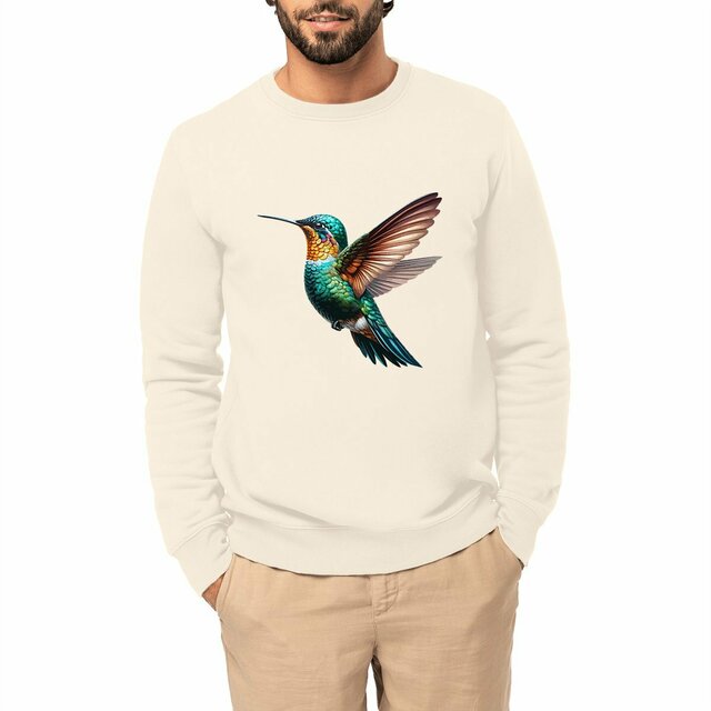 Image front Sweat-shirt colibri épais unisexe bio et recyclé