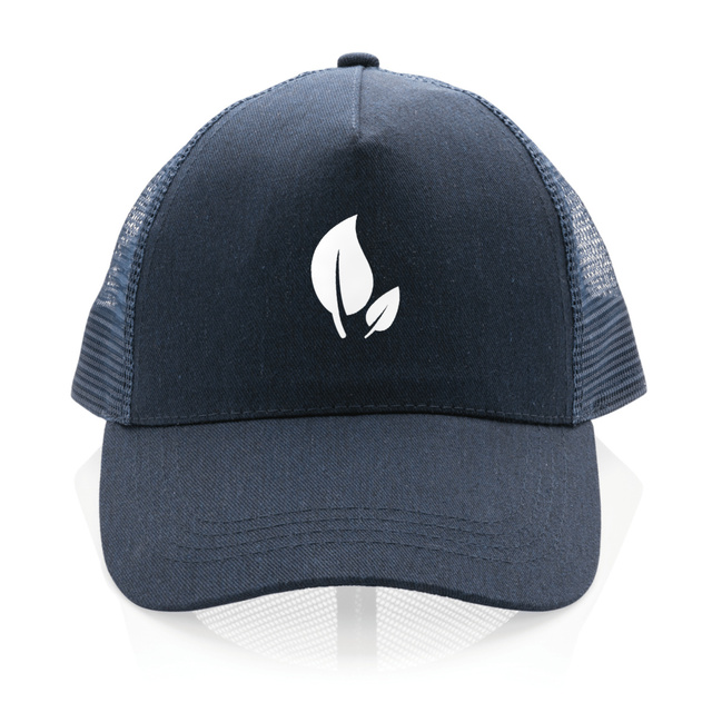 Image back Casquette militante écologie Trucker 100% recyclée. Coton et polyester recyclés
