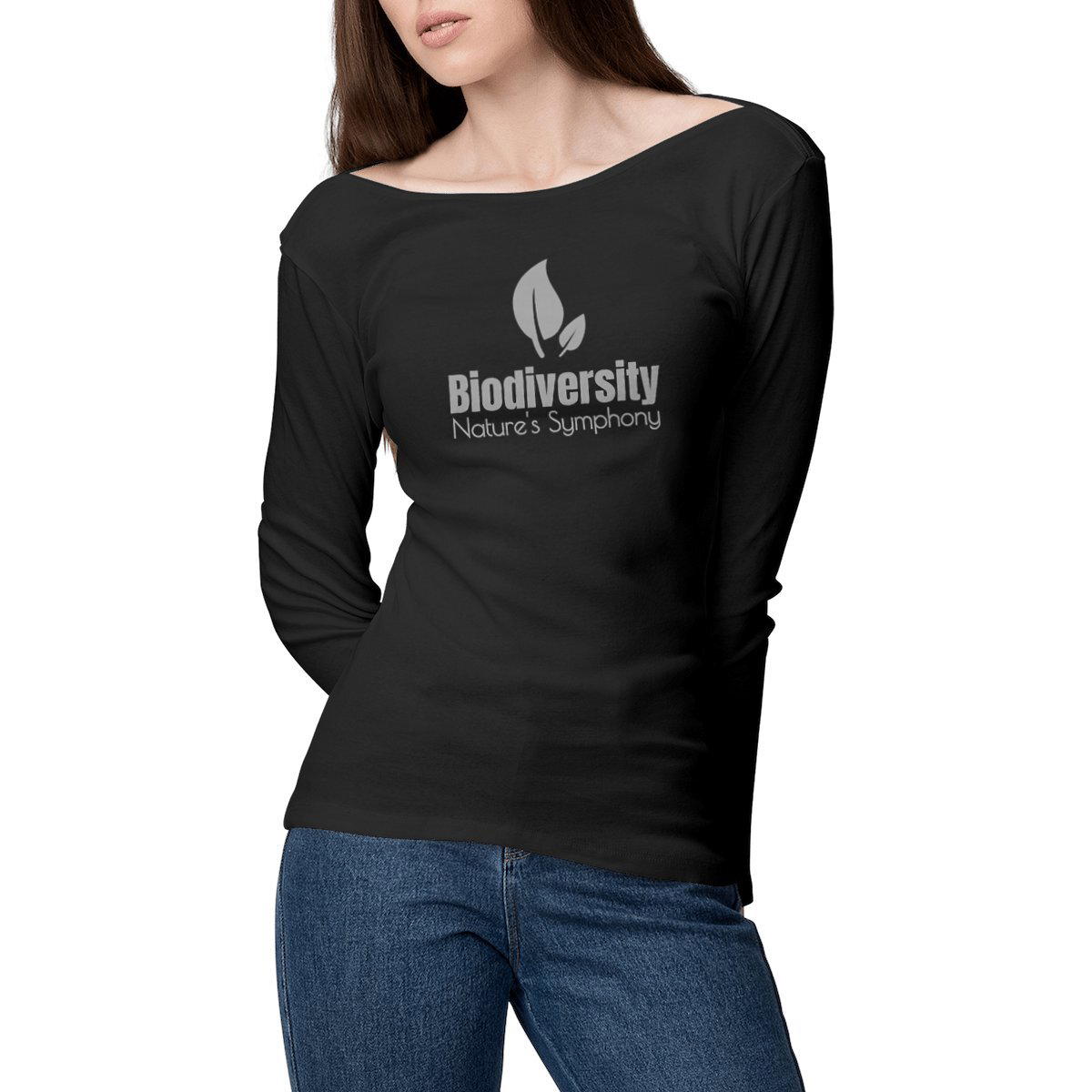 Image front T-shirt coton bio Femme manches longues - Biodiversity Nature's Symphony