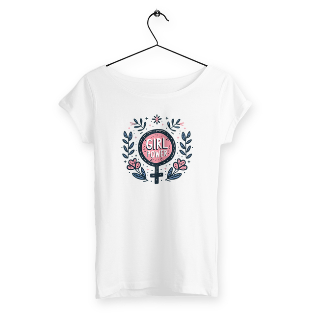 Image back T-shirt Femme Slub Girl Power. T-shirt végan femme activiste