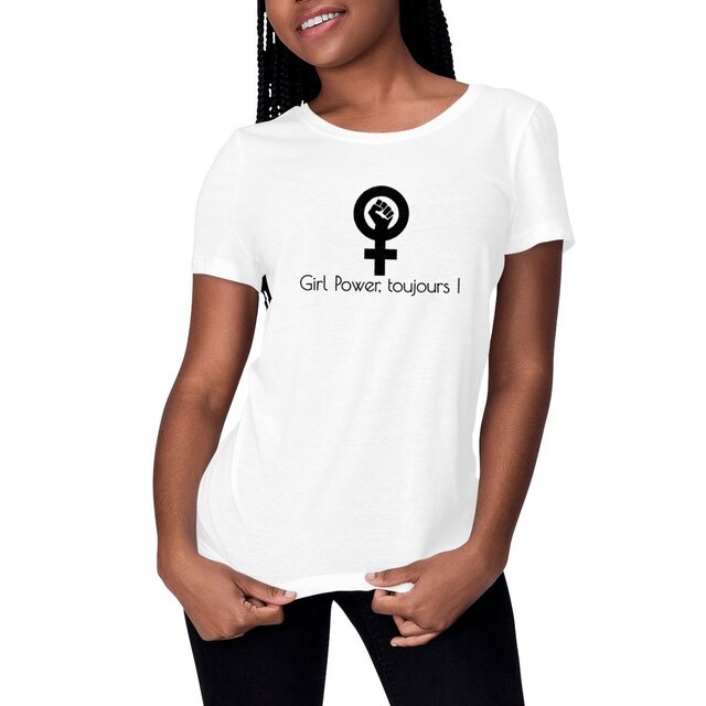 Image front T-shirt Femme militante féministe - Girl power, toujours !