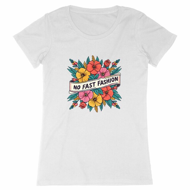 Image back T-shirt Femme végan. No Fast Fashion. T-shirt 100% coton biologique