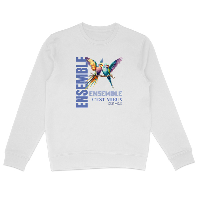 Image back Sweat-shirt écoresponsable et unisexe. Ensemble c'est mieux. Sweat en coton bio et polyester recyclé