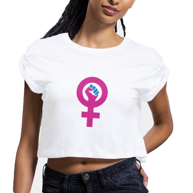 Image front Crop top femme féministe - Poing féministe
