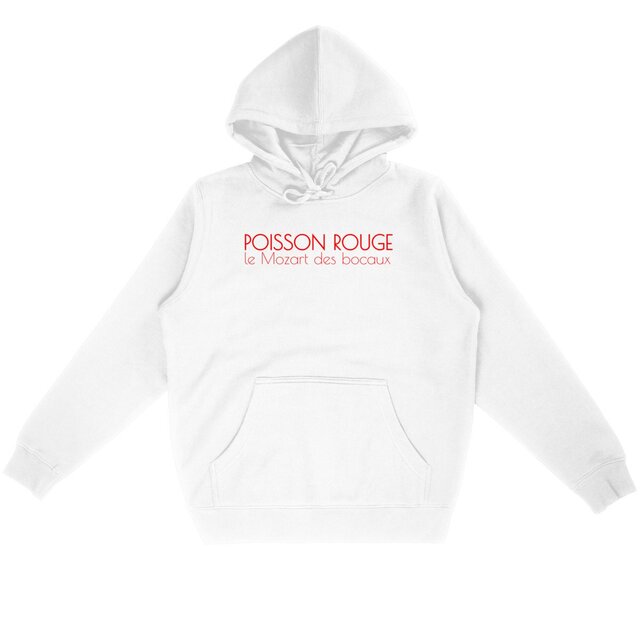 Image back Sweat à capuche durable et unisexe. Poisson rouge, le Mozart des bocaux