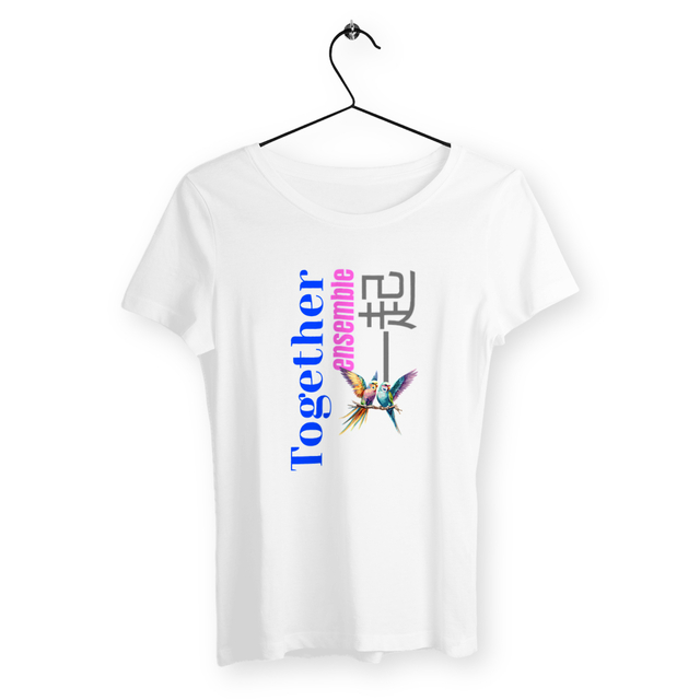 Image back T-shirt Femme végan 100% coton bio. Together, ensemble