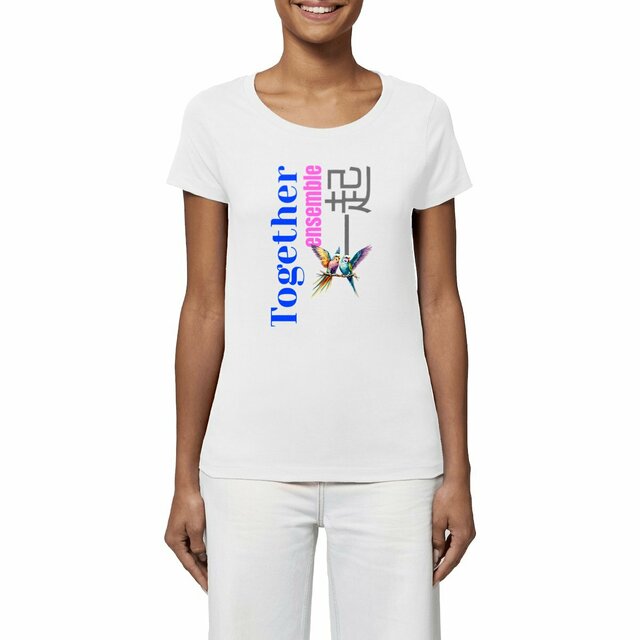 Image front T-shirt Femme végan 100% coton bio. Together, ensemble