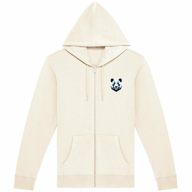 Image back Sweat panda à capuche zippé unisexe et écologique. Tête de panda imprimée en France