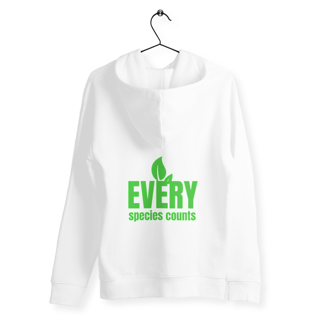 Image back Sweat à capuche Unisexe écologique. Militant(e) écolo. Every species counts