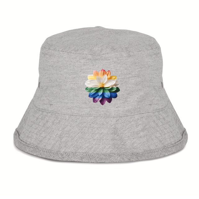 Image back Bob LBGT 100% recyclé. Fleur aux couleur LGBT imprimée en France à la demande