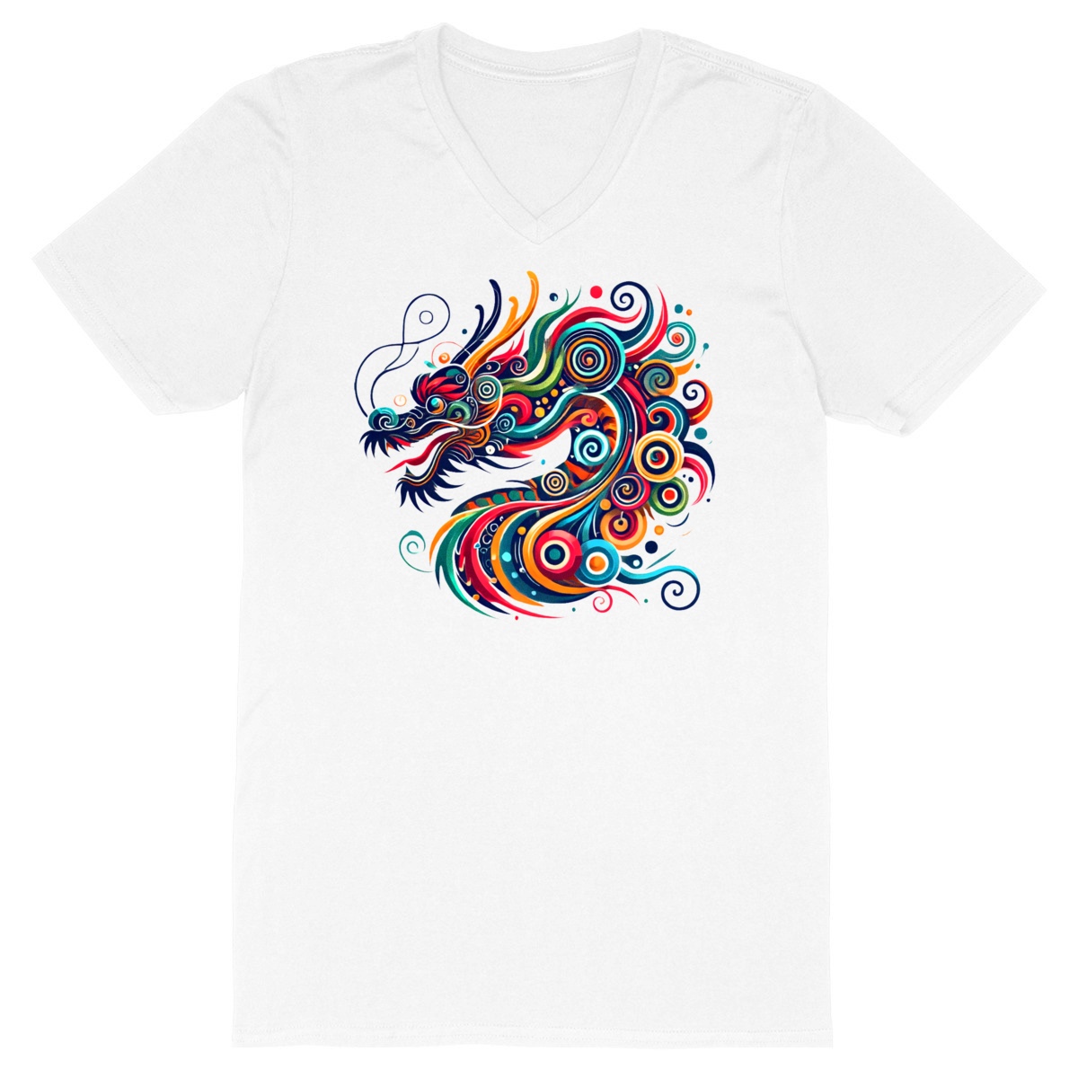 Image back Tee shirt dragon homme col V en coton biologique