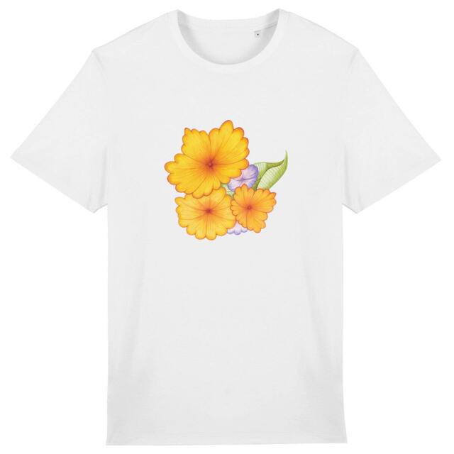 Image back T-shirt en coton bio unisexe léger - Fleurs imprimées multicolores