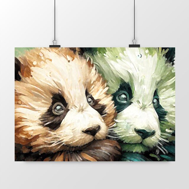 Image front Poster horizontal bébés panda - Premium.