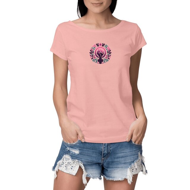 Image front T-shirt Femme coton biologique - poing féministe