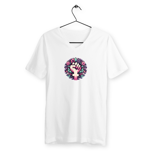 Image back T-shirt Homme Col V - Soutien à la cause féministe