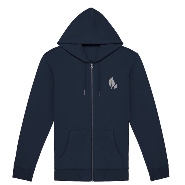 Image front Sweat à capuche écoresponsable zippé unisexe. Miltant(e) écolo